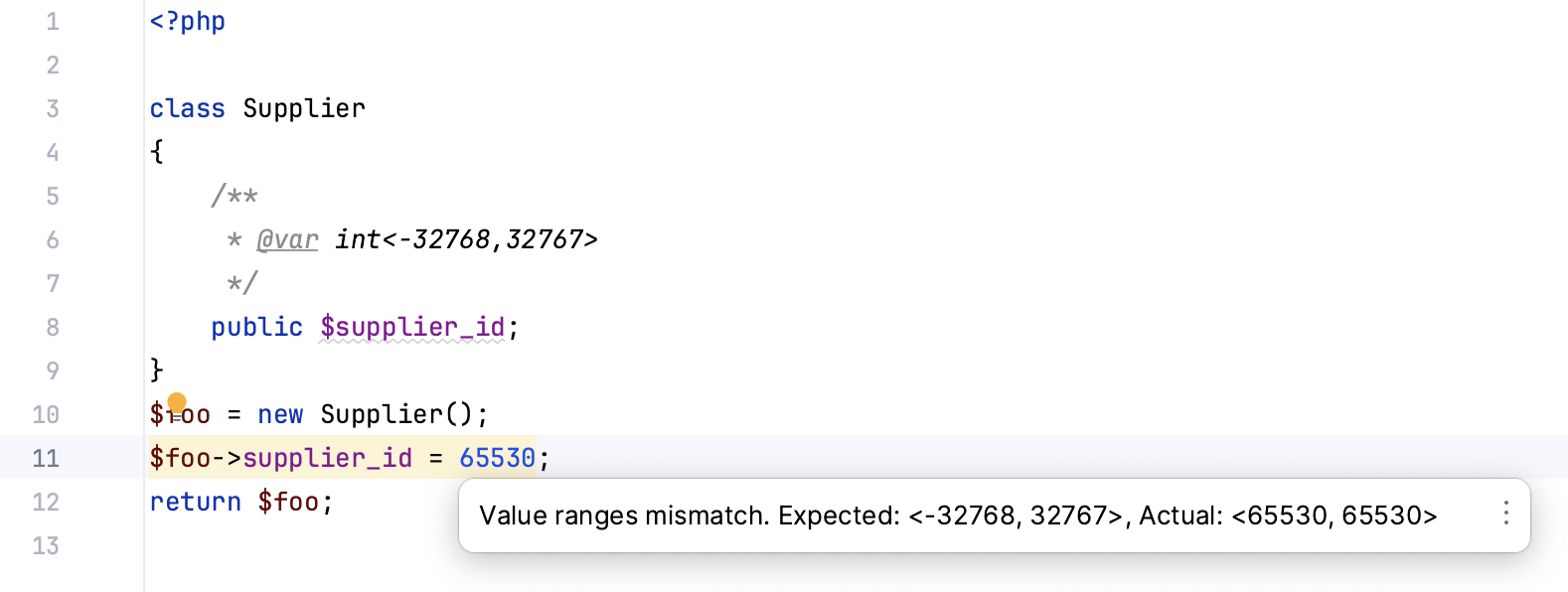 Support for int<min, max> syntax