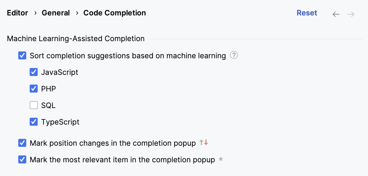 ML-assisted completion settings