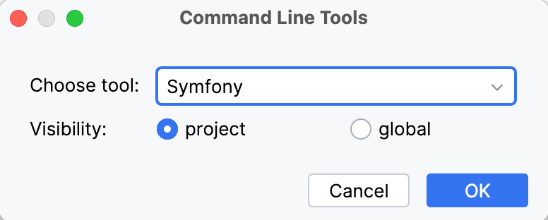 the Command Line Tools dialog