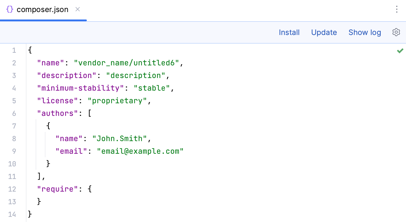 the composer.json file stub