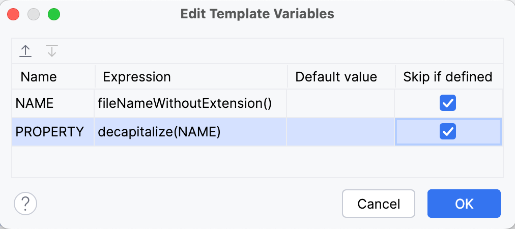 Controller live template variables used in expressions