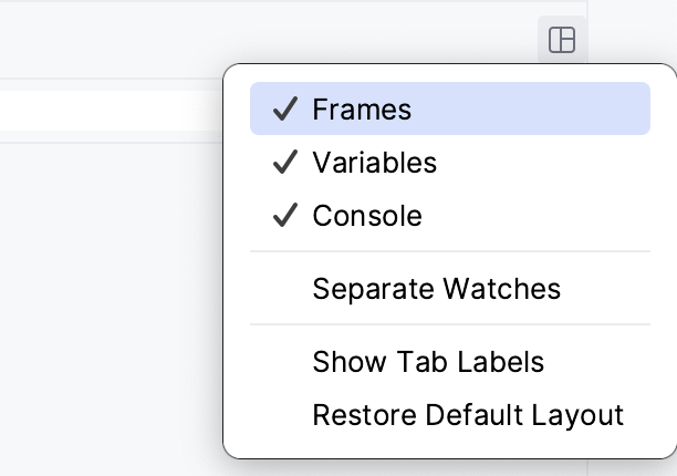 Layout options menu