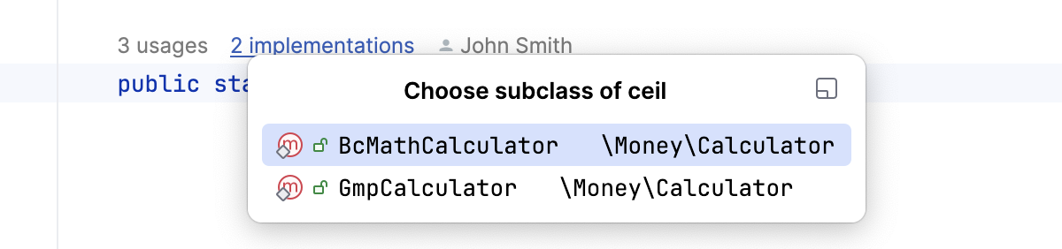 Inlay hints, code vision: jump to an inheritor