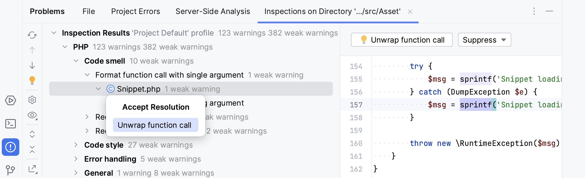 Inspection results tool window