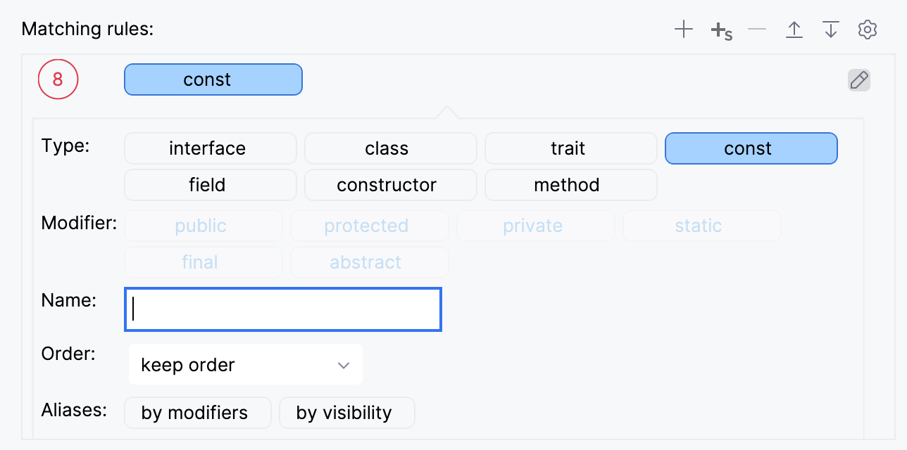 Matching rules example