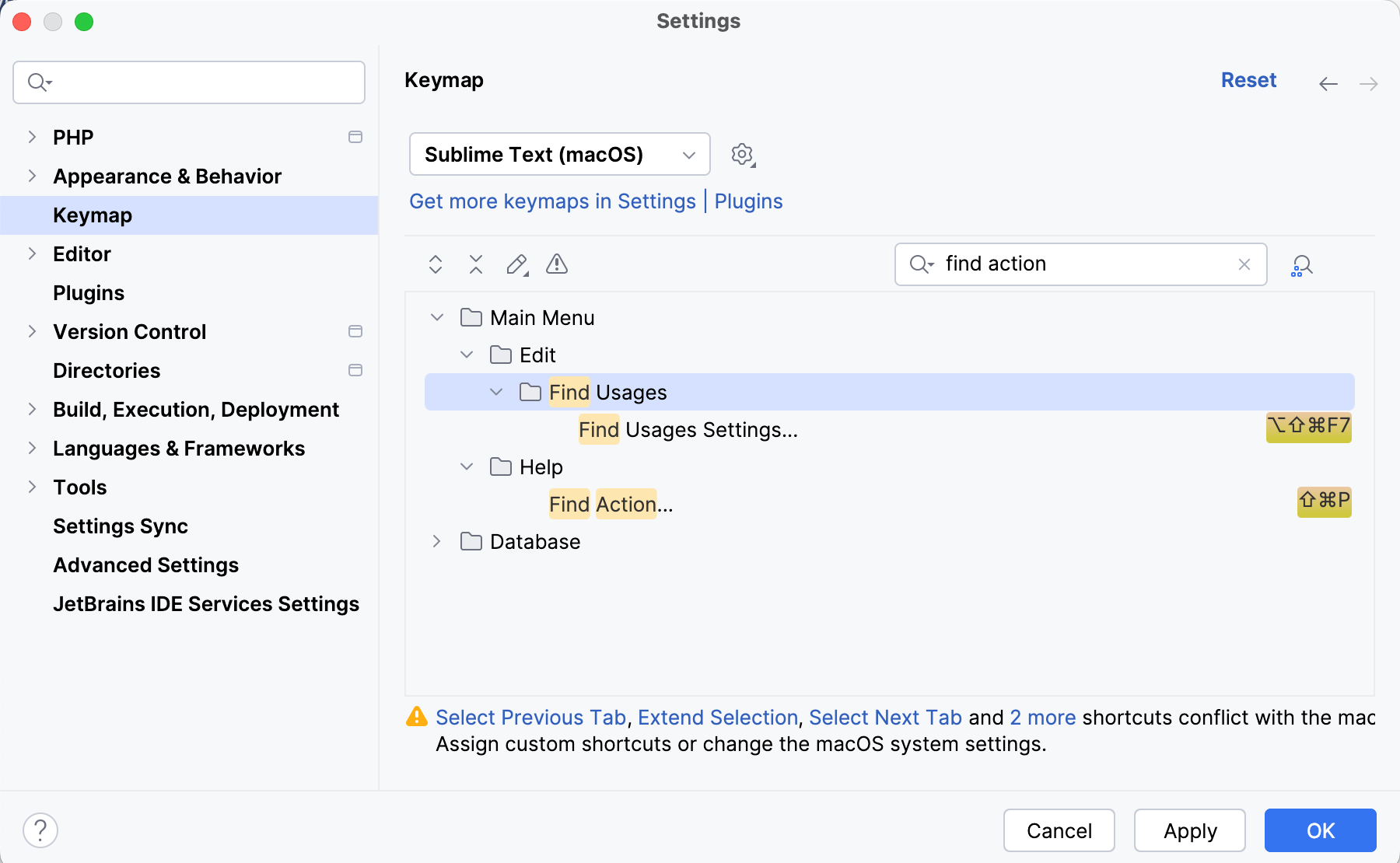 Set the Sublime Text keymap as default