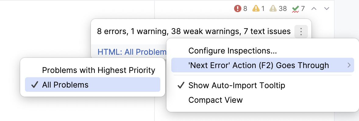 Configuring navigation between highlighted lines