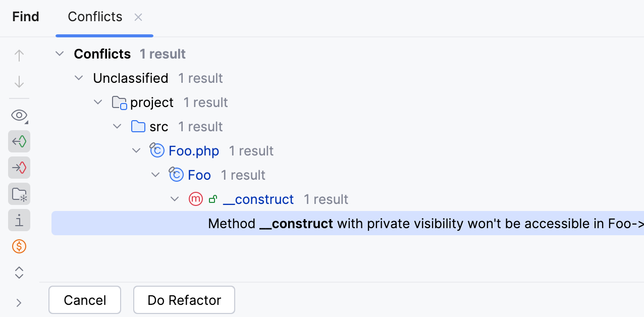 Refactoring conflicts tool window