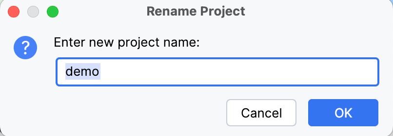 Renaming a project