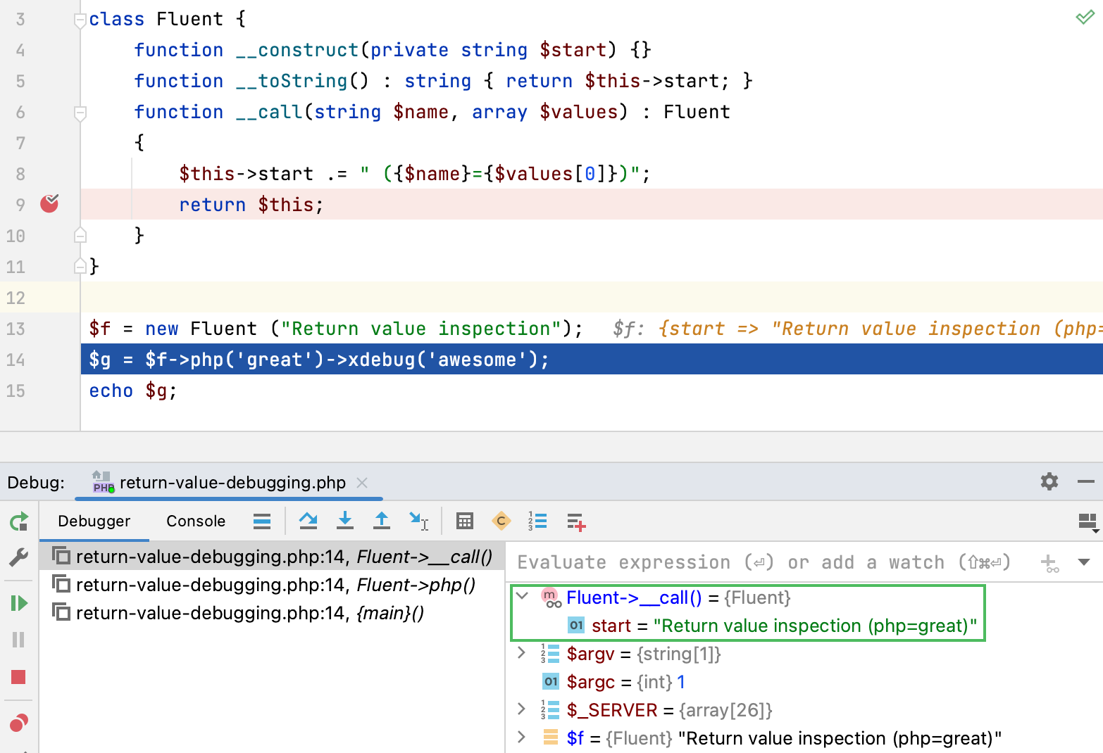 Run return value debugging