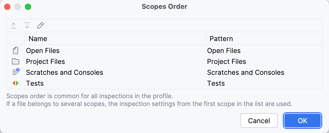 Changing the order of scopes