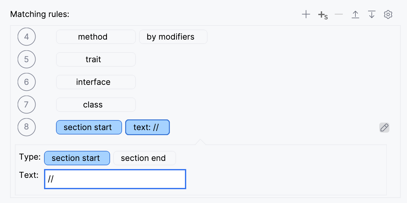 A section matching rule example