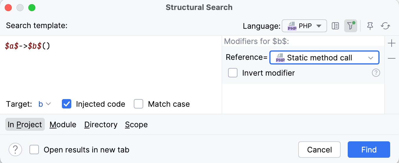 Reference modifier