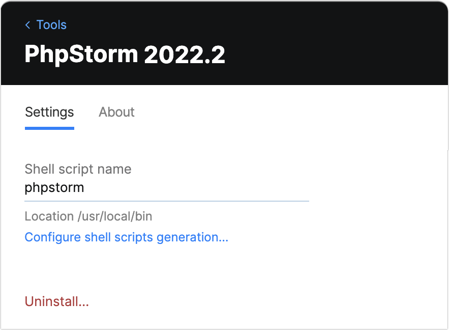 Toolbox App PhpStorm Settings