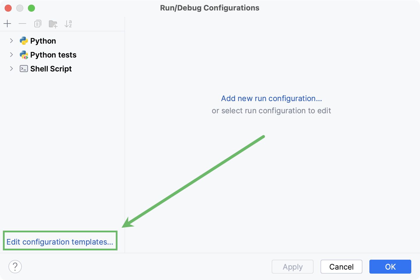 Run/Debug templates