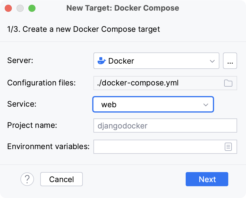 Creating a new Docker Compose target