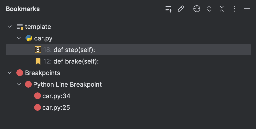 Bookmarks | PyCharm Documentation