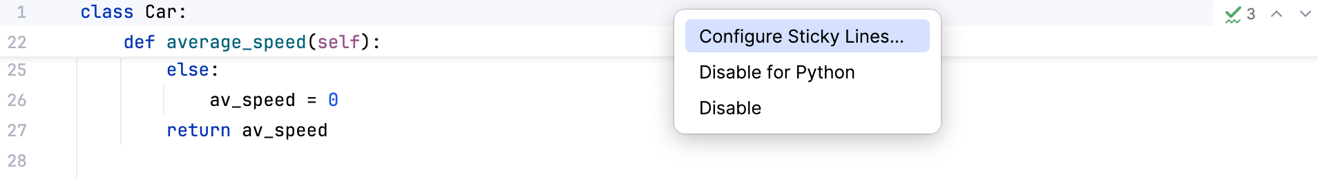 Configure sticky lines