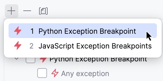 Create an Exception breakpoint