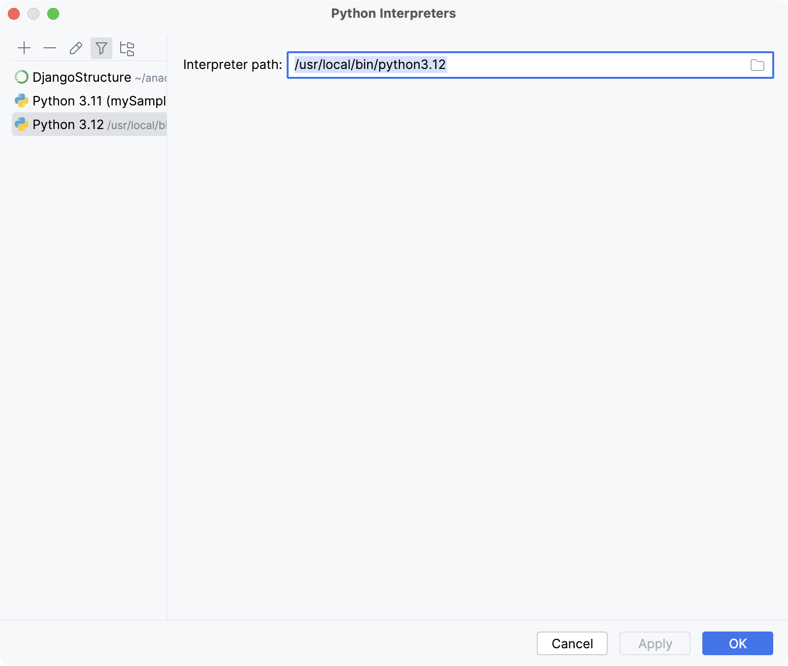 Discover the interpreter path for the selected venv