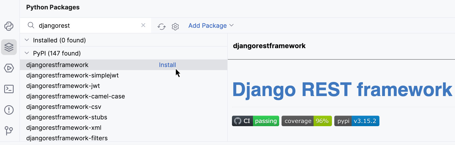 Install 'djangorestframework'