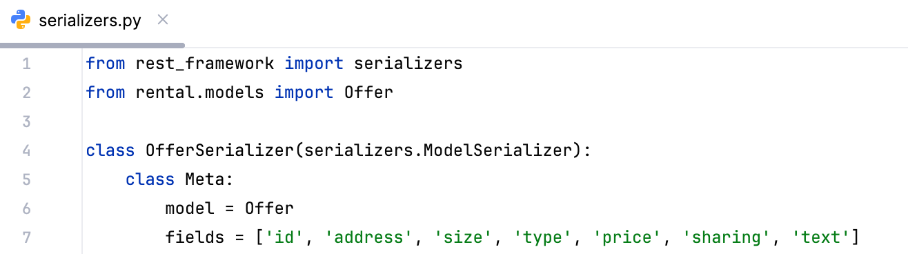 Add code to 'serializers.py'