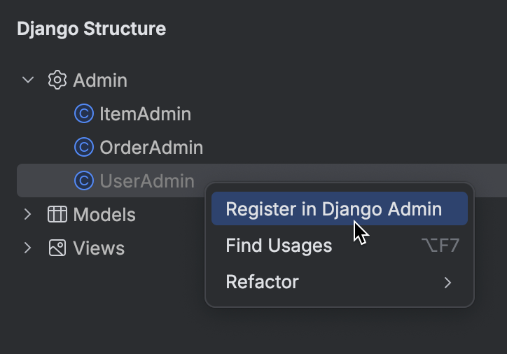 Django Structure tool window | PyCharm Documentation