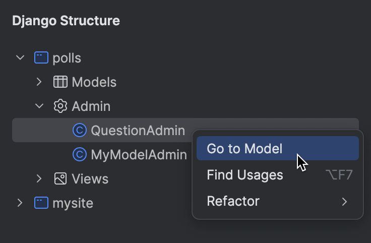 Django Structure tool window | PyCharm Documentation