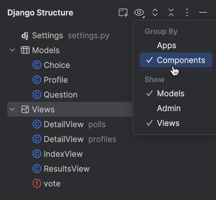 Django Structure tool window | PyCharm Documentation