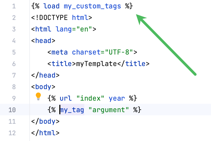 Create and use custom template tags | PyCharm Documentation