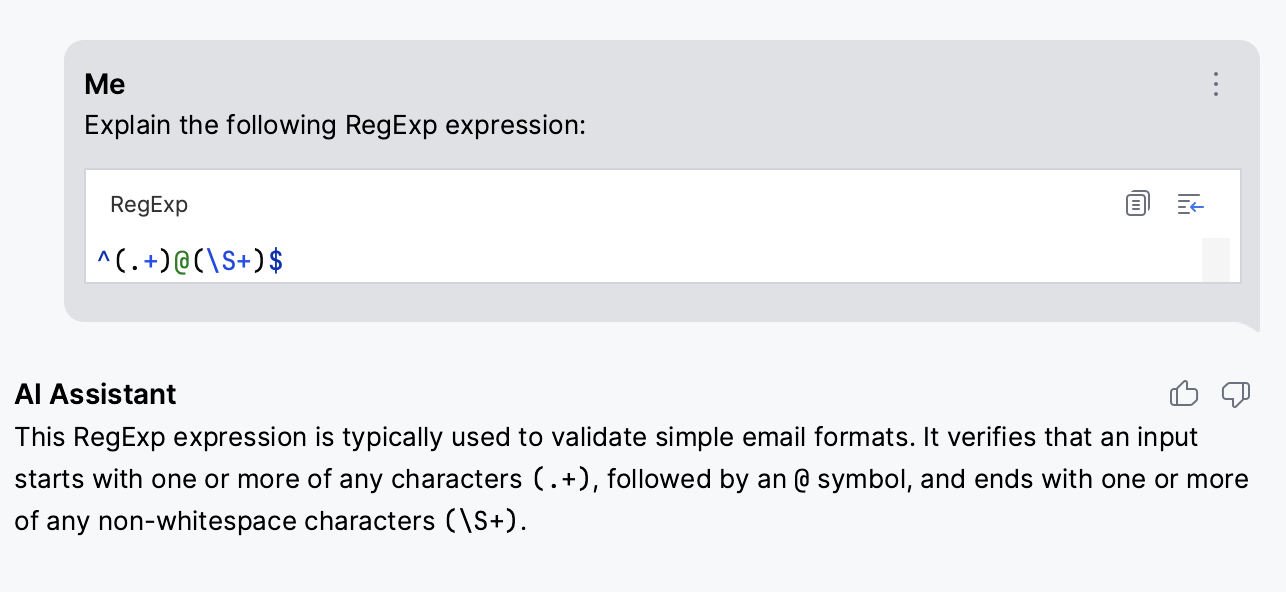 DataSpell: Regex explained with follow up questions