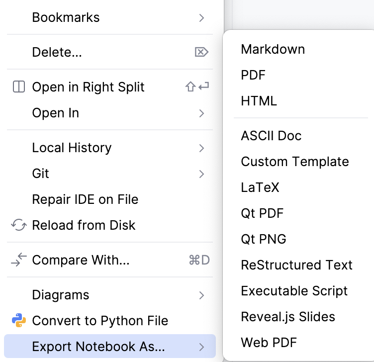 Export a Jupyter notebook file