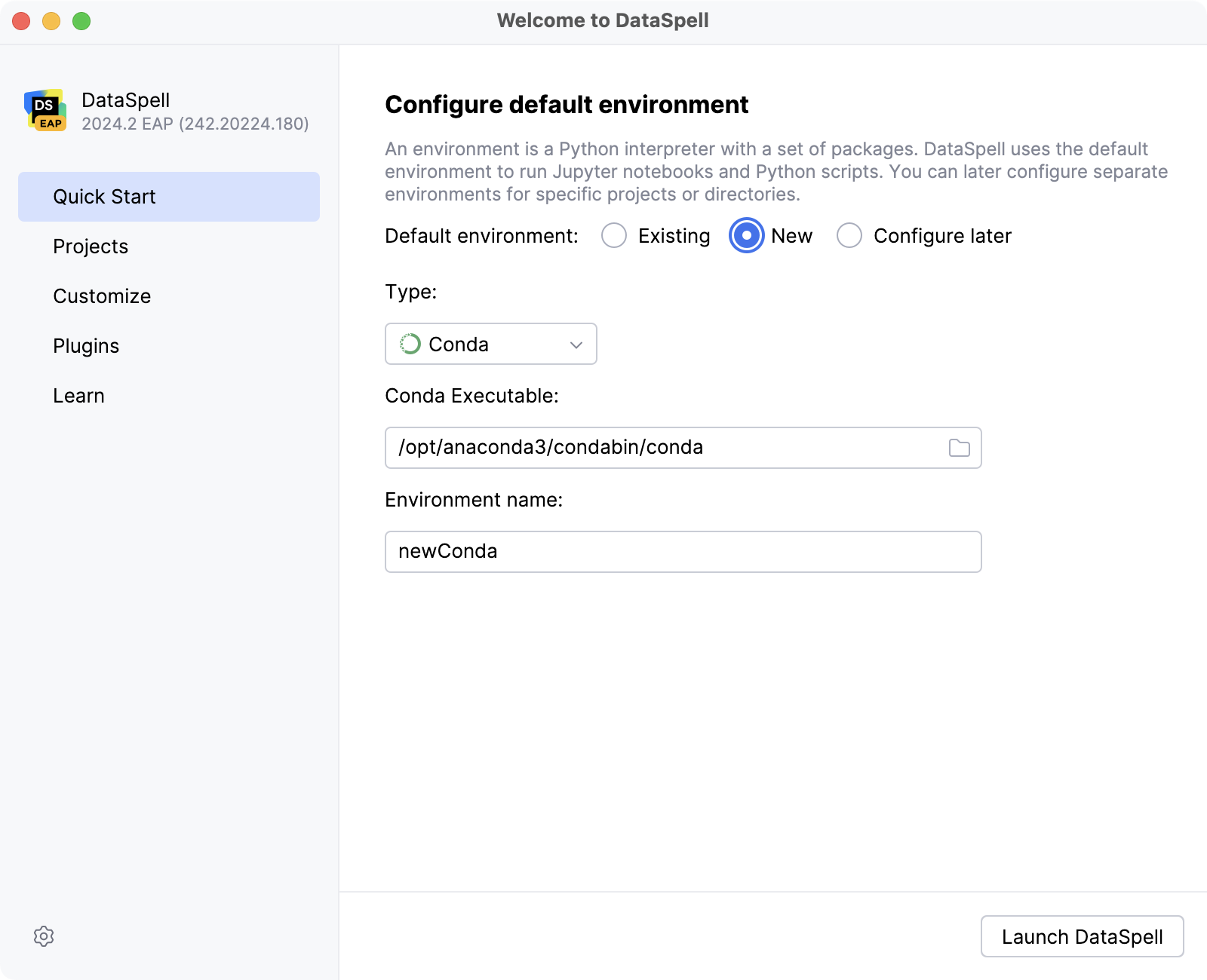 Create a new conda environment