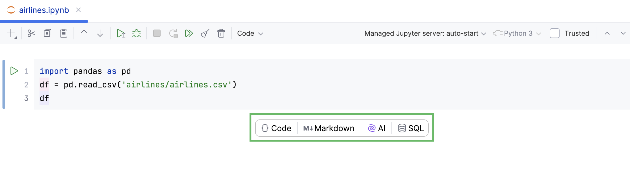 Popup between Jupyter notebook cells