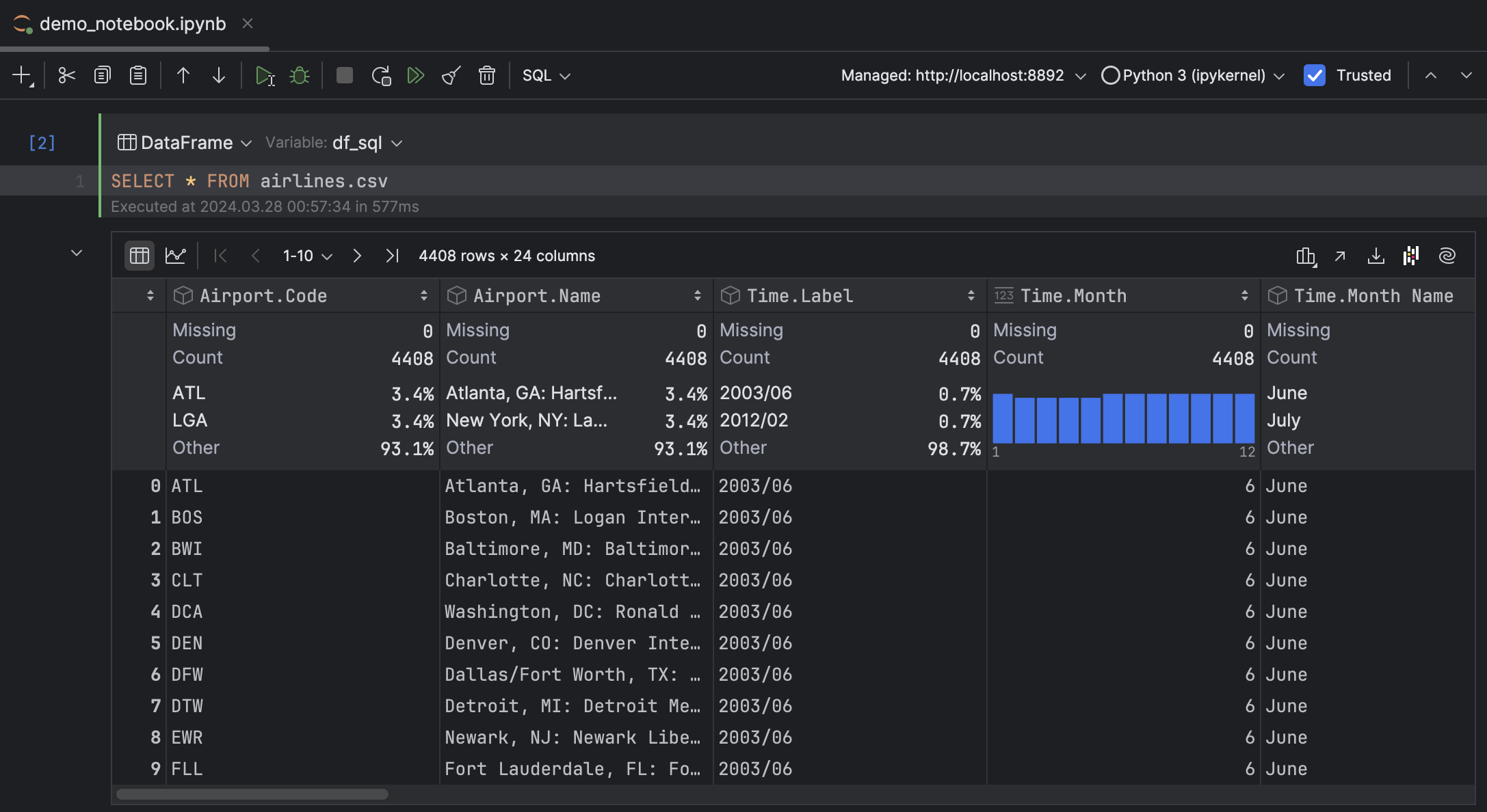 Work with SQL cells | DataSpell Documentation