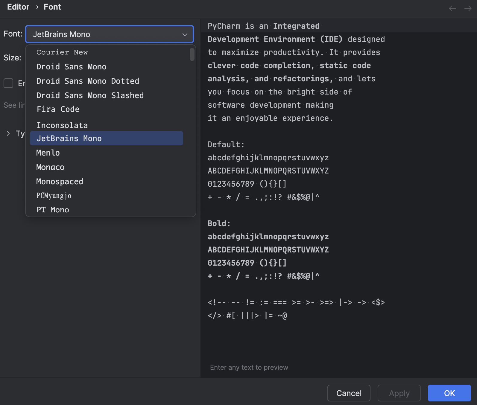 Colors and fonts | PyCharm Documentation