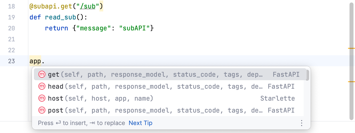 Method code completion