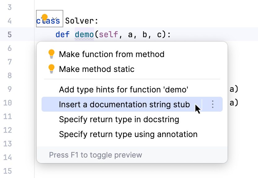 Insert documentation strings