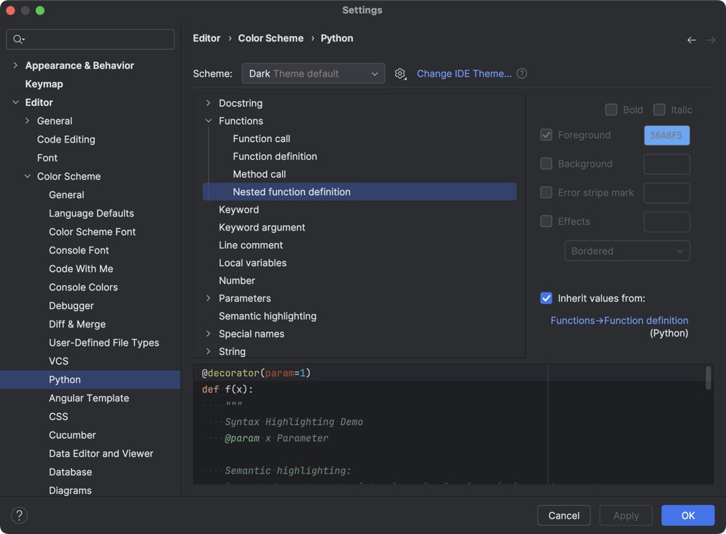 Colors and fonts | PyCharm Documentation
