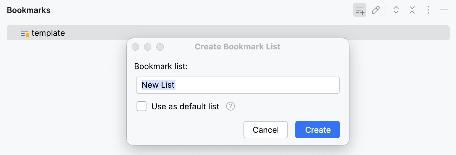 Creating new bookmark list