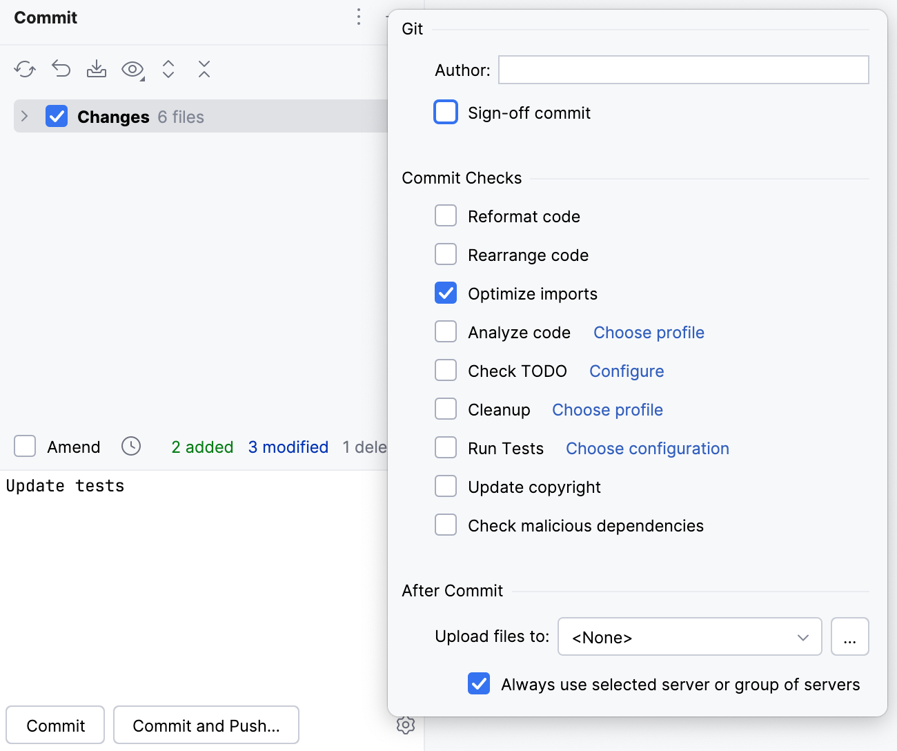 Optimize imports before commit