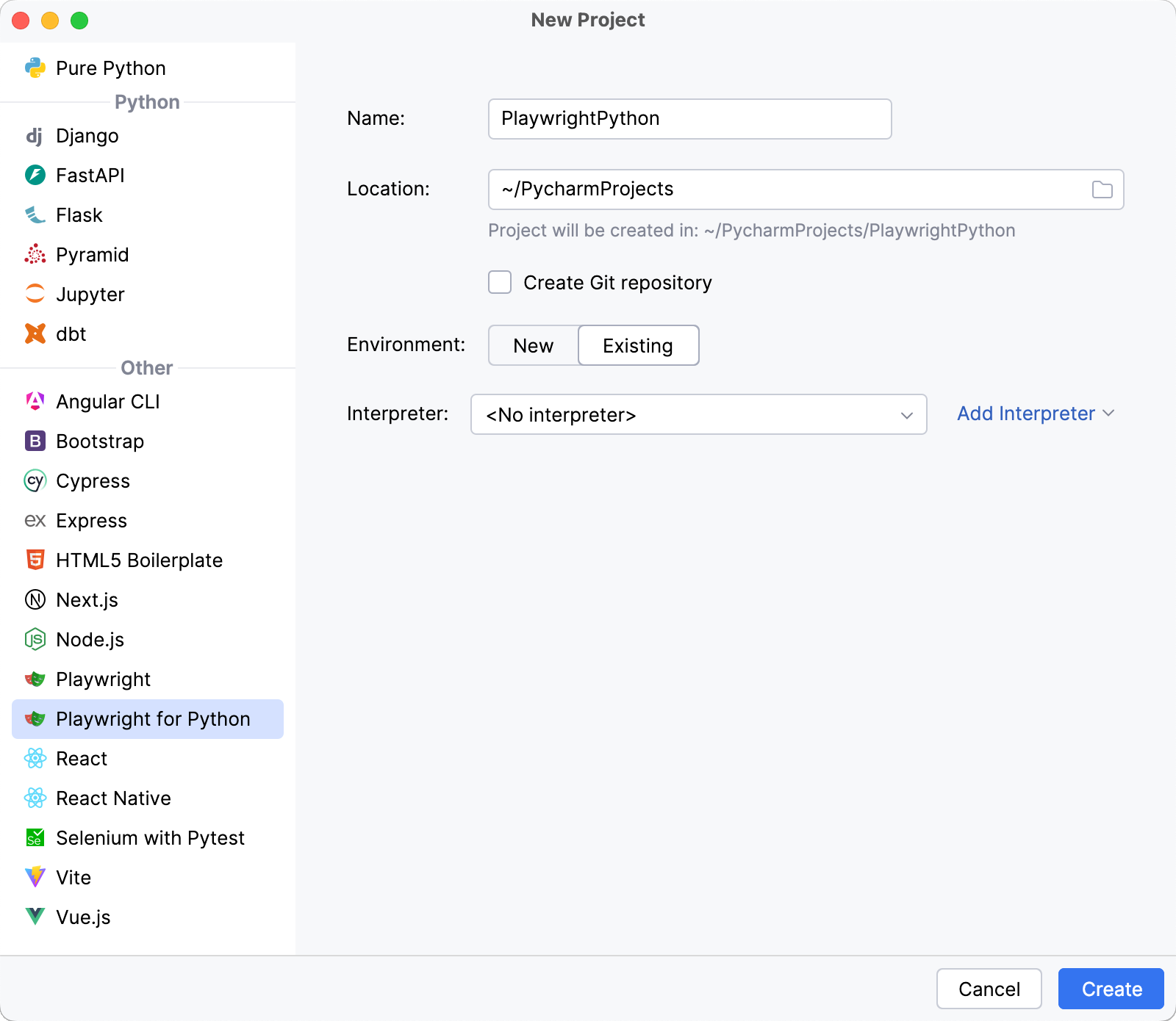 Configure an existing environment