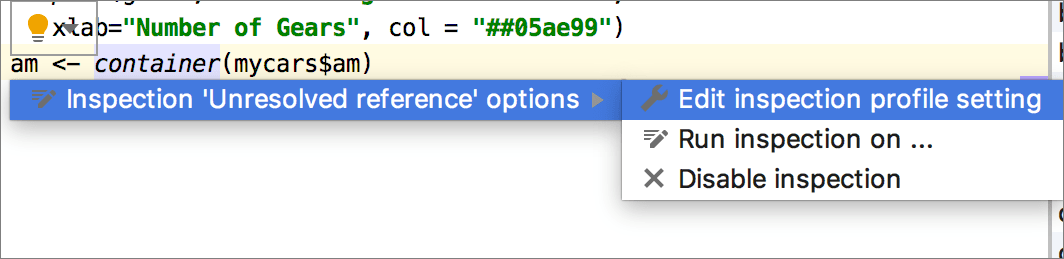 R inspection: unresolved reference