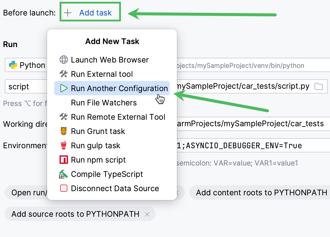 Run another configuration as a before launch task