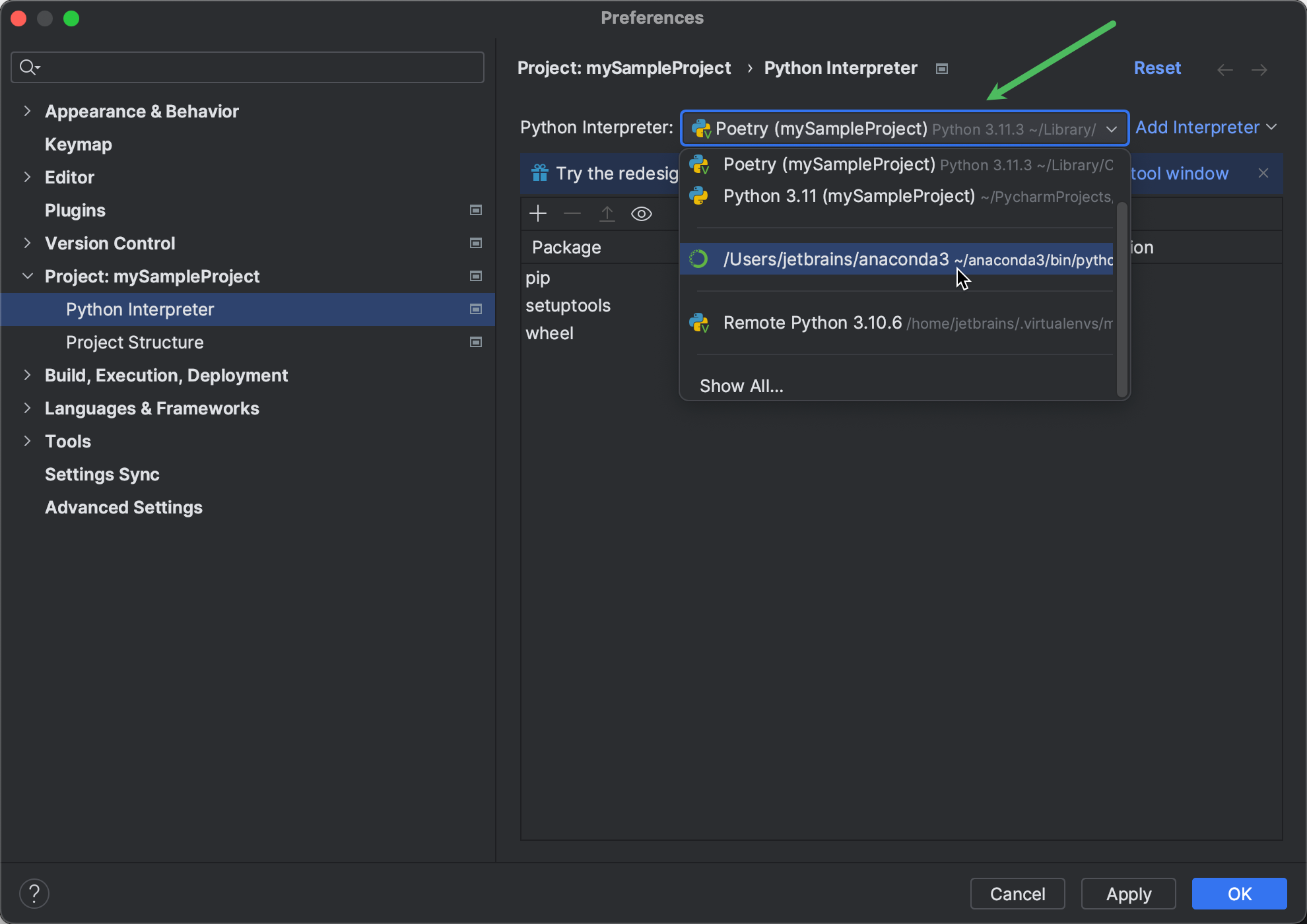 Configure a Python interpreter | PyCharm Documentation
