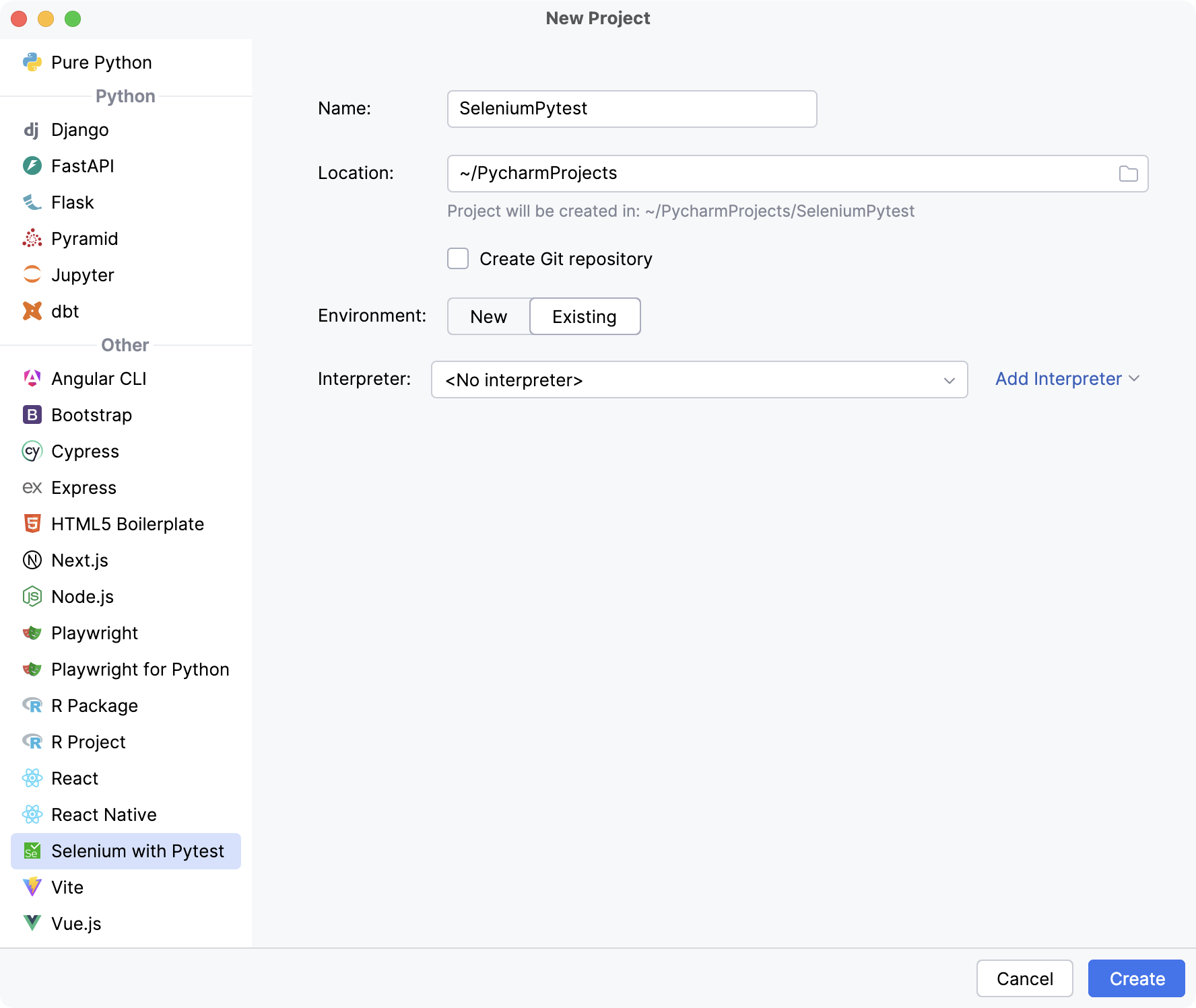 Configure an existing environment