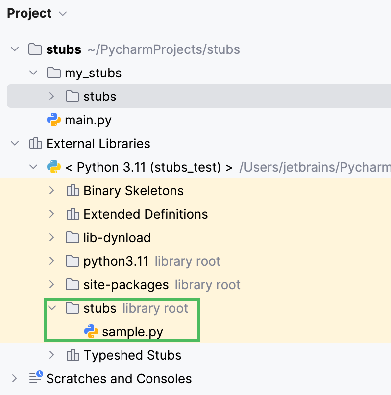 Creating a structure corresponding to the stub implementation package