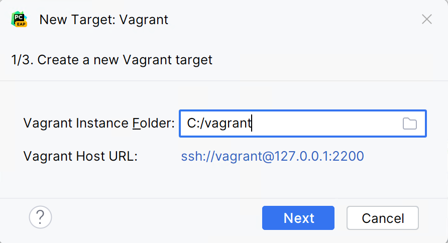 Specifying the Vagrant instance folder