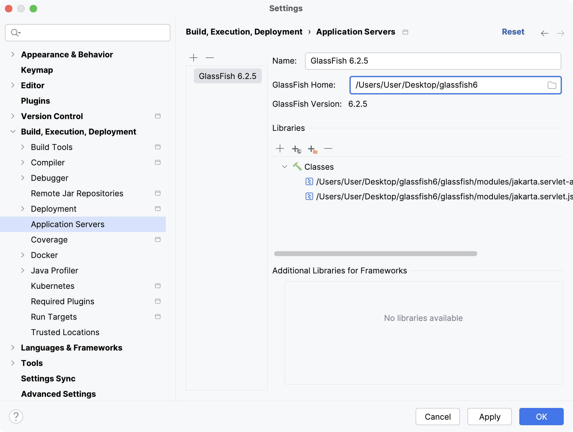 GlassFish application server configuration