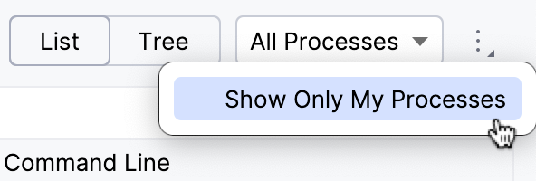 Show only my processes in the attach to process